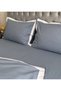 Light Blue Colored White Stripe Duvet Cover Set - 4
