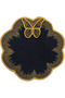 6-Piece 3D Round Butterfly Detailed Embroidery Linen Coffee Presentation Napkin - 2