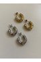 Steel Silver Jewelled Half Hoop Grecia Earrings -no Darkening- - 5