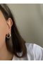 Steel Silver Jewelled Half Hoop Grecia Earrings -no Darkening- - 2