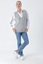 Women's V-Neck Comfortable Fit Double Pocket Asymmetrical Stitching Detailed Knitwear Sweater Gray 24W118 - 6