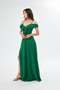Women's Flexible Crepe Fabric Strap Long Green Dress with Flounce Collar Design Slit on the Chest 582190 - 7