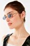 Unisex Silver Metal Frame Black Matte Small Round Sunglasses