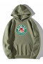 High School Printed Unisex Kangaroo Pocket Hooded Khaki Sweatshirt Hoodie