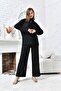 Women's Wide Leg Trousers Set with Chest Pocket - 3