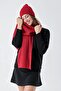 Women's Soft Buttoned Knitted Detailed Scarf Beanie Set Red 24W132