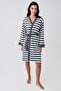 Women's Long Sleeve Striped Knitwear Waffle Fabric Short Dressing Gown