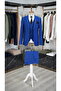 Men's Suit Italian Cut Slim Fit Jacket Vest Trousers-Sax Blue - 2