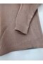 Unisex Ribbed Half Turtleneck Slim Fit Flexible Brown Knitwear Body - 4