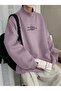 Women's Lilac Purple Day By Day Printed Throat Detail Sweatshirt