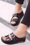 Orthopedic Sole High Heel Double Banded Daily Women's Slippers Black Color - 2