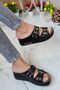 Orthopedic Sole High Heel Double Banded Daily Women's Slippers Black Color