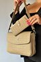 Special Series Women's Cross Shoulder Bag with 2 Straps and 5 Compartments 4063 Sand Combination - 2