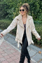 Women's Faux Fur Faux Suede Coat Long Sleeve Zippered Beige