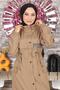 Text Detailed Hooded Coat Mink 15900 - 2