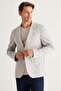 Men's Black-White Slim Fit Narrow Cut Mono Collar 100% Cotton Patterned Jacket - 5