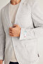 Men's Black-White Slim Fit Narrow Cut Mono Collar 100% Cotton Patterned Jacket - 4