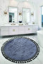 Nova Anthracite Round 100x100 Cm Pompom Fringed Non-Slip Base Machine Washable Bath Mat