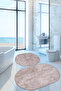 Nova Mink Oval 60x100 + 50x60 cm 2-Piece Bath Mat Set Non-Slip Base Washable Toilet Seat Set