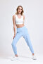 Women's Blue High Waist Pocket Elastic Waist Flexible Jogger Pants - 3