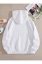 Women's White Leisure Panda Printed Hooded Hoodie Sweatshirt - 2