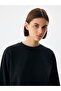 Basic Crew Neck Black Sweatshirt - 5