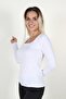 Women's White Square Neck Long Sleeve Bodysuit - 3