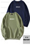 Brooklyn Printed Unisex Oversize Khaki-Navy Blue Double Sweathirt