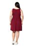 Large Size Ornamental Button Detailed Viscose Short Claret Red Dress - 3