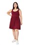 Large Size Ornamental Button Detailed Viscose Short Claret Red Dress