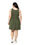 Large Size Ornamental Button Detailed Viscose Short Khaki Dress - 3