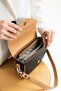 2 Straps 3 Compartments Mini Envelope Model Women's Shoulder Bag - 21 cm - 15 cm - 9 cm 4089 Black Tan - 3