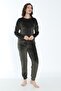 Women's Winter Sleep More Written Soft Velvet Pajama Set - 2