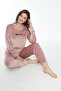 Women's Winter Bonjour Written Soft Velvet Pajama Set - 6