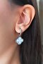 Women's Vip Series Zircon Stone Pearlescent Clover Model Clip-on Set of 2 Earrings