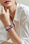 Amethyst, Pink Quartz Natural Stone Set Bracelet 8 Mm Aa Quality - 2