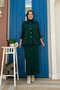 Button Detailed Pocket Look Skirted Double Suit 23306 Emerald