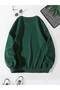 Letter Graphic Lined Sweatshirt Green - 2