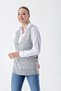 Women's V-Neck Comfortable Fit Double Pocket Asymmetrical Stitching Detailed Knitwear Sweater Gray 24W118 - 4