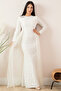 Lace Tulle Detail Hijab Evening Dress 13082 - 4