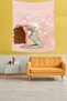 Bohemian Patterned Meditation Girl and Flower-Proof Tapestry - 3