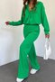 Women's Seersucker Oversize Design Shirt and Trousers Green Double Suit 10786 - 5