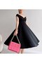 Women's Short Sleeve Double Breasted Collar Skirt Flounce Crepe Dress - 6