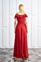 Crepe Fabric Thin Straps Slit V-Neck Long Red Dress 582190 - 3