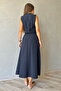 Navy Blue Striped Bell Skirt and Vest Set - 5