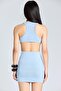 1539 Open Back Combed Cotton Baby Blue Dress - 2