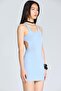 1539 Open Back Combed Cotton Baby Blue Dress - 5