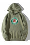 High School Printed Unisex Kangaroo Pocket Hooded Khaki Sweatshirt Hoodie - 3