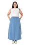 Large Size Skirt Tip Gather Detailed Parachute Long Blue Skirt