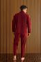 Burgundy Front-Zip Long-Sleeve Fleece Men's Pajama Set - 3
